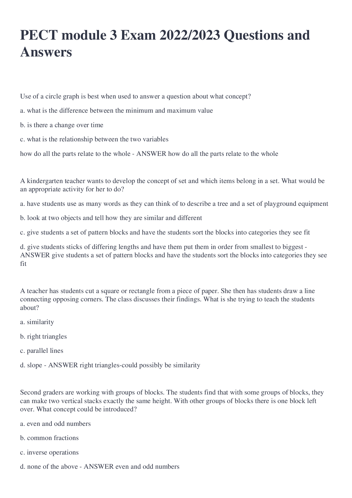 Preview image for PECT module 3 Exam 2022/2023 Questions and Answers